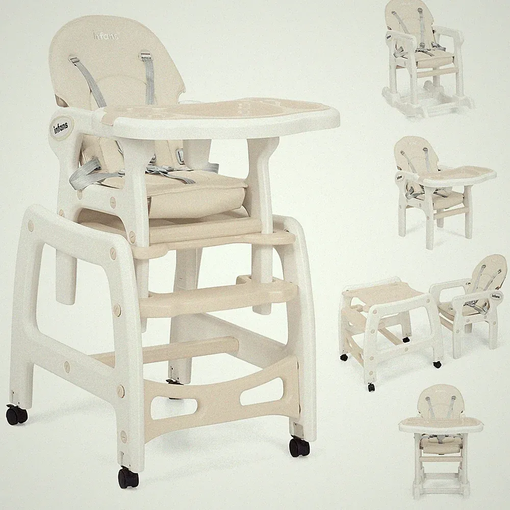 5-in-1 Baby High Chair with Rocking Feature, Adjustable Back & Removable Trays