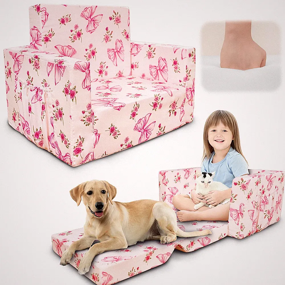 Couch, 2-in-1 Fold Out Couch, Convertible Sofa to Lounger for Girls and Boys,...