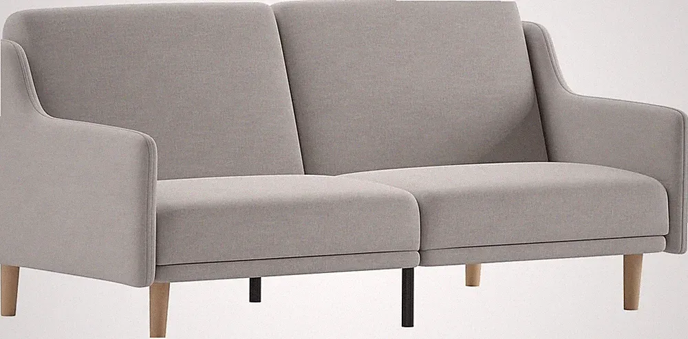 Delphine Gray Convertible Sofa Bed with Wood Legs for Small Spaces