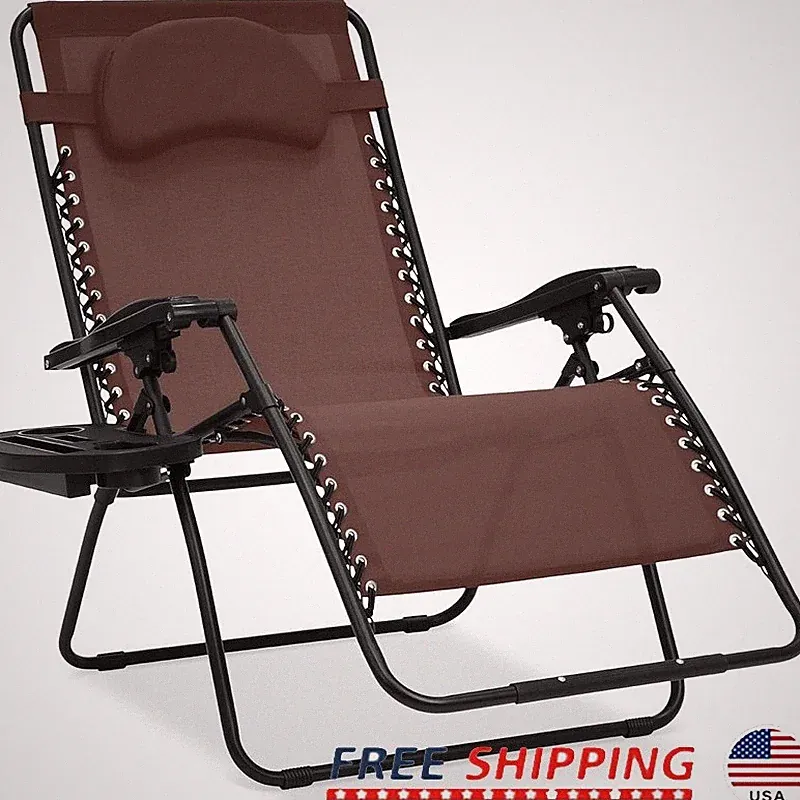Extra Wide Folding Recliner W/ Lockable Zero Gravity Position & Cup Holders New