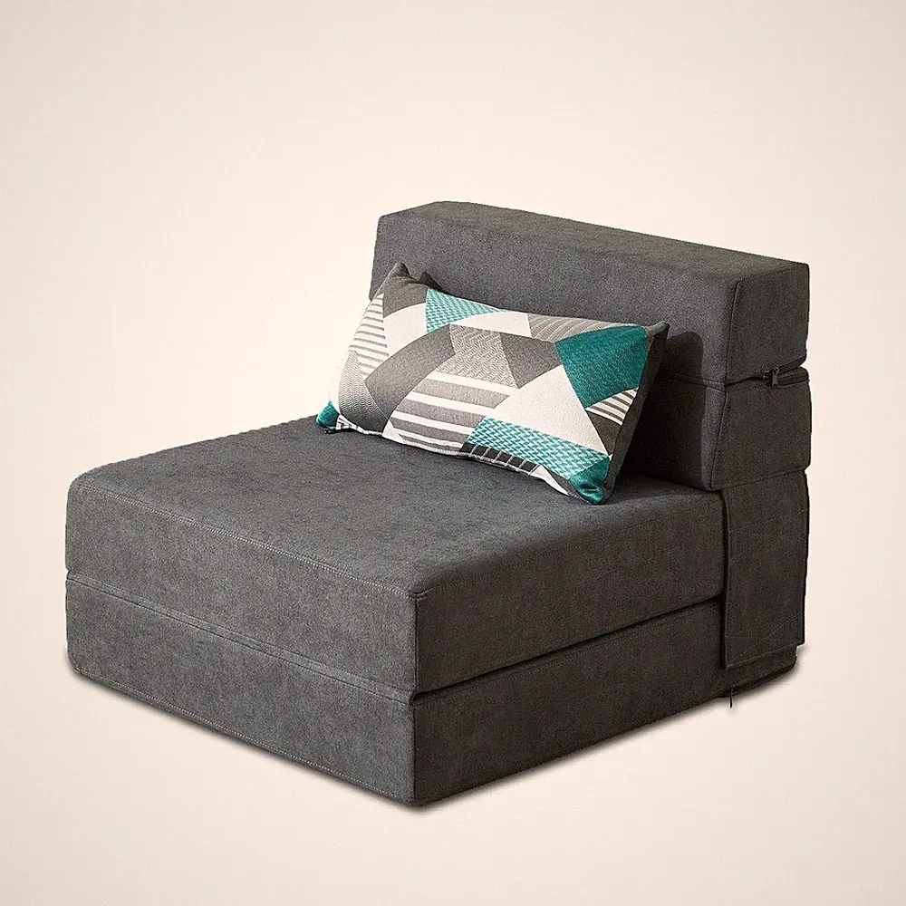 Folding Sofa Bed Single Size Memory Foam Convertible Sleeper Chair, Dark Gray
