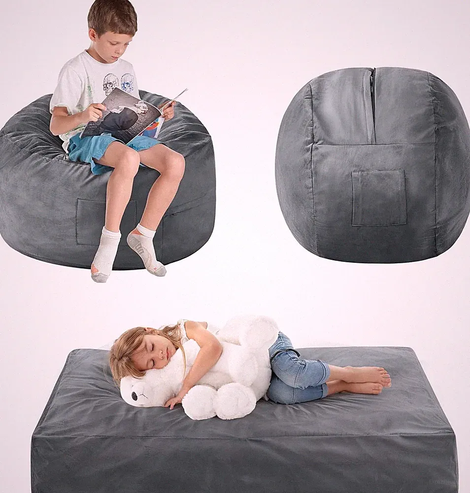Kids Bean Bag Chair Bed Convertible Lazy Chair to Floor Mattress W/ Filler Small