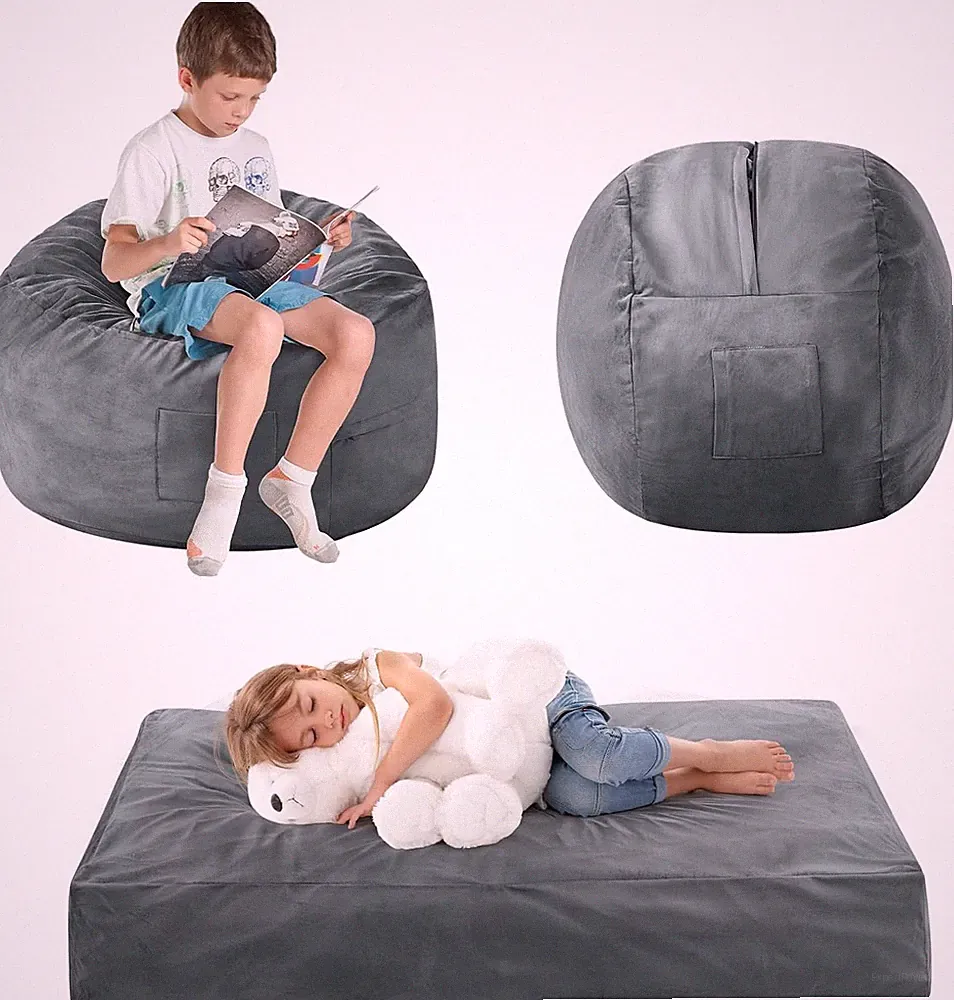 Kids Bean Bag Chair Bed - Convertible Lazy Chair to Floor Mattress with Filler
