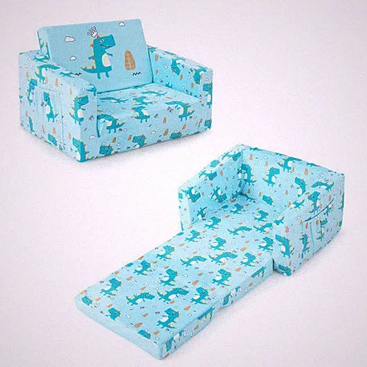 Kids Recliner Sofa Converts to Sleeper Bed for Boys Girls-Blue
