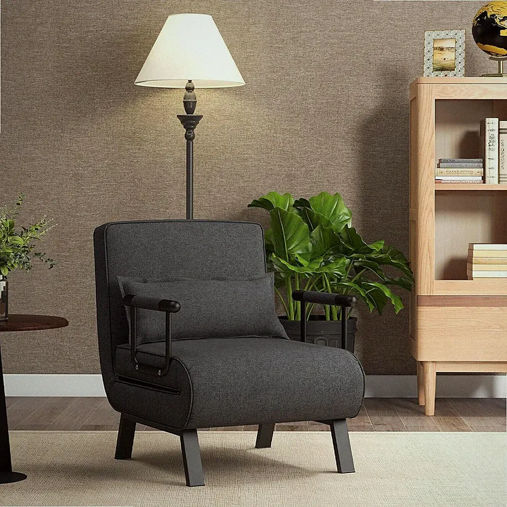 Versatile 4-in-1 Sofa Chair Bed with Adjustable Backrest - Gray